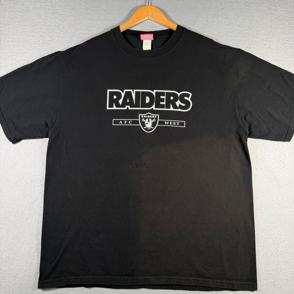 Vintage NFL Oakland Raiders AFC West Graphic T-Shirt Black XL 2000s Sportswear